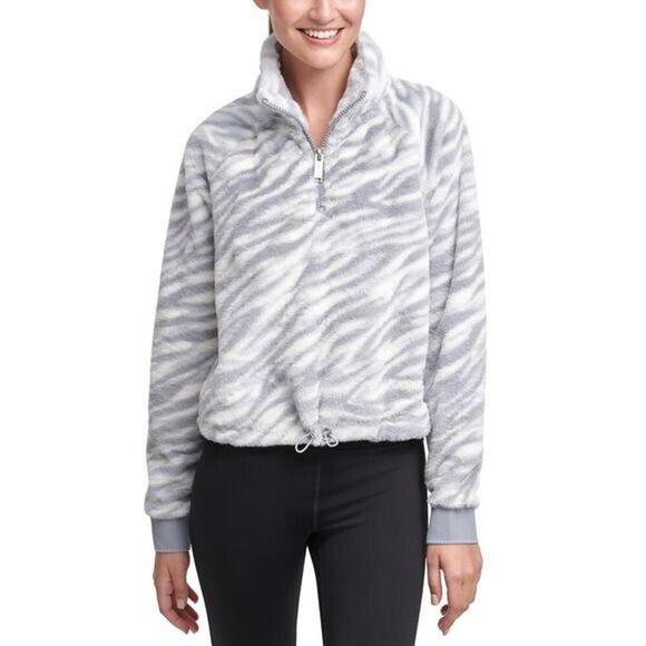 Calvin Klein Performance Animal-Print Half-Zip Top, White, XX-Large - Picture 1 of 2